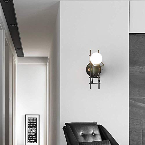 Lámpara de pared vintage industrial retro con base E27 linterna creativa de madera 4