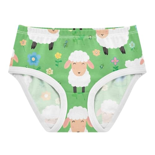 Personalized Toddler Underwear Custom 2t Cotton Cute Panties Girl Cute Cartoon Sheep Floral Green Briefs Girls Undies