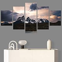 SIGNWIN 5 Panel Canvas Wall Art Beach Blue Coastal Cool Photography Relax/Calm for Home Decorations Ready to Hang - 60