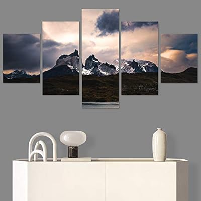 SIGNWIN 5 Panel Canvas Wall Art Beach Blue...