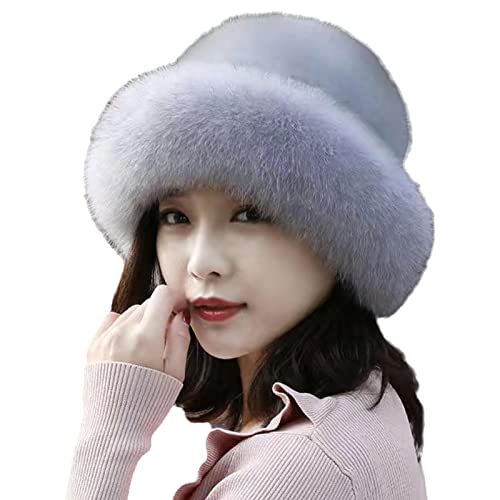 Sombrero de piel sintética para mujer, con diadema gruesa y cálida, para deportes al aire libre, con protección para las orejas, gris, Talla única Cover
