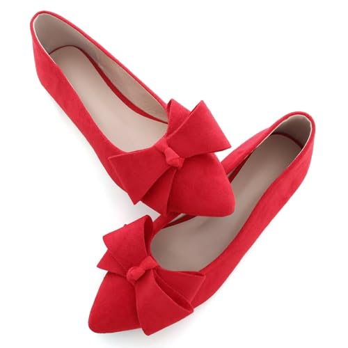 Image of TN TANGNEST Flats Shoes Women Comfort Casual Loafers | Classic Pointed Toe Bowknot Flats Cute Slip On Flats, Wear to Work Travel Walk