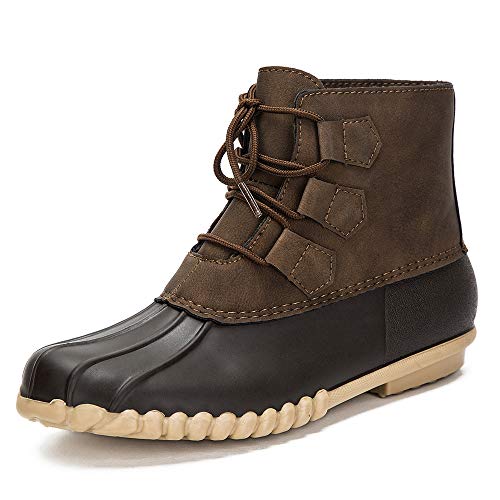 DKSUKO Women's Duck Boots Lace Up Waterproof Ankle Snow Rain Boots