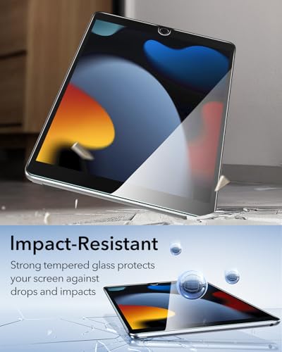 Image of ESR 2 Pack For Ipad 9Th /8Th /7Th Generation Screen Protector (10.2 Inch,2021 /2020 /2019), Scratch-Resistant 9H Hardness Hd Clear Premium Tempered Glass, Includes Installation Frame For Tablet