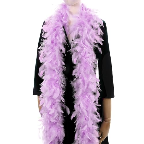 Larryhot 80g Fluffy Turkey Light Purple Feather Boas for Party Decor,2Yards