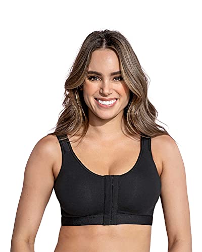 Leonisa Front Closure Posture Corrector Bra for Women – Stretchy Cotton Wireless Back Support Bra