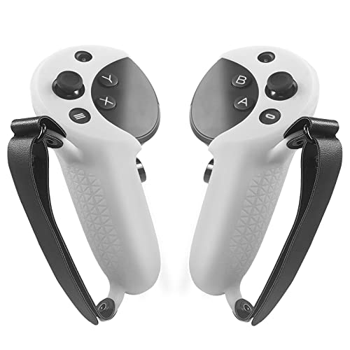 Funda de silicona para Meta Quest Pro, funda protectora compatible con accesorios Meta Quest Pro, empuñaduras de controlador táctil con correas de nudillos (gris)