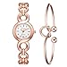 Produktbild LuckhomeArmbanduhr für Damen Marmor-Zifferblatt Uhr mit Armband Luxus Dame Temperament Uhr Rose Perle Armband Set Kettenuhr GeburtstagsgeschenkB