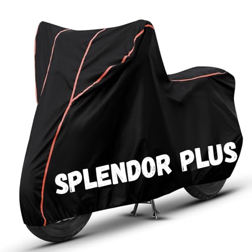 Image of Bike Cover for Splendor Plus 100% Waterproof, Dustproof & Scratch Resistant| Fully Bottom Elastic UV Resistant Heavy Duty Body Cover | All Weather Outdoor Use
