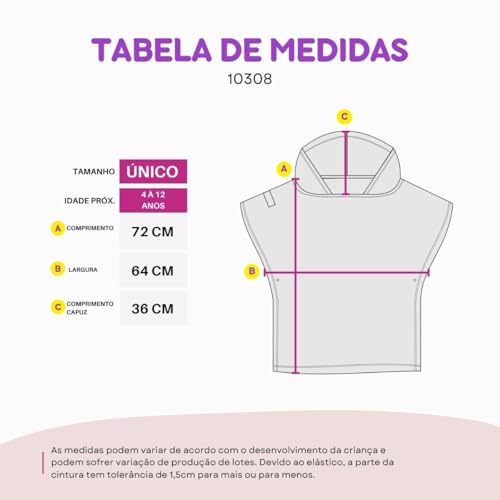 Roupão Poncho Toalha Praia Piscina Infantil C/Capuz Natação (Corações Color F119, Único (4 á 12 anos