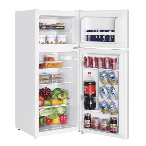 Image of Magic Chef 4.5-cu. ft. Mini Fridge with Freezer in White, Small Compact Refrigerator and Top Mount Freezer for Bedroom, Apartment, Dorm Room, Office