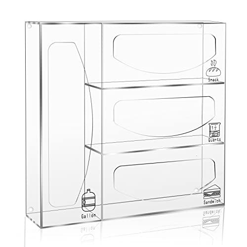 Image of VANKVIN Ziplock Bag Storage Organizer Holders Acrylic Food Plastic Baggie Dispenser Applicable Kitchen Drawer and Pantry Compatible With Ziploc ,Sandwich, Glad,Gallon ,Snack ,Quart Size Bag
