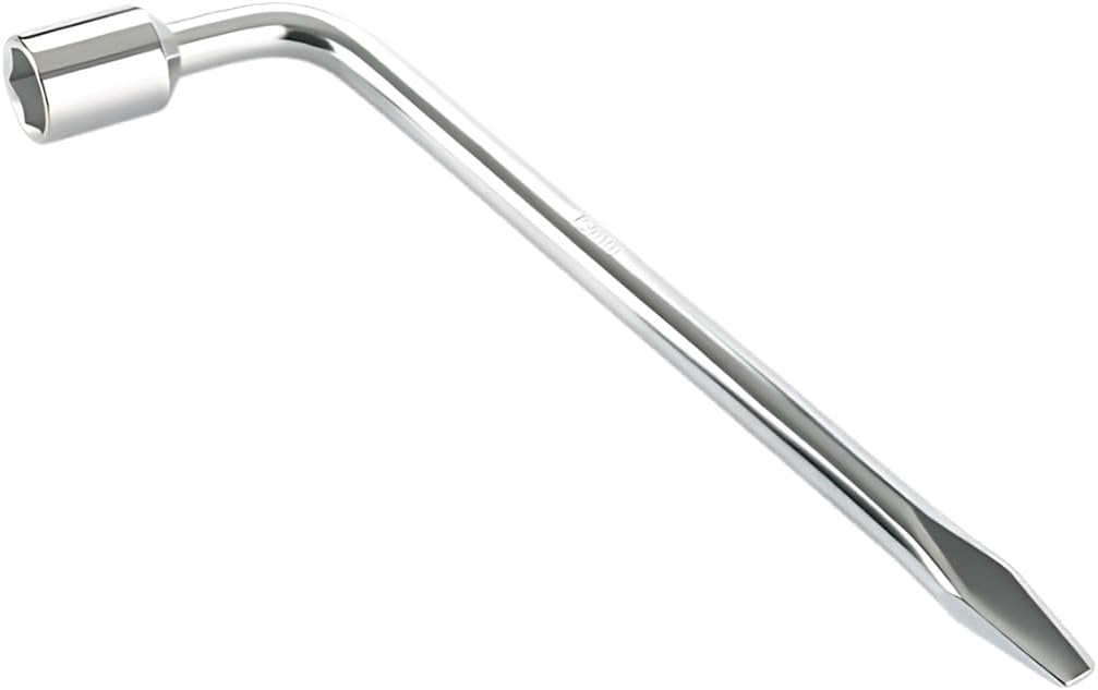 22mm Car Spare Tire Lug Wrench, L-Type Heavy Duty Steel Tire Replacement Tool with Hexagon Socket and Slotted End, Universal Motorcycle Car Emergency Repair Wrench for Jack& Maintenance(22MM)