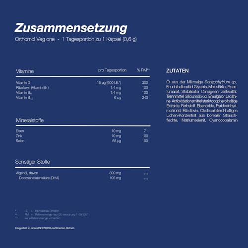 Nahrungsergänzungsmittel für Veganer: Orthomol Veg One Kapseln