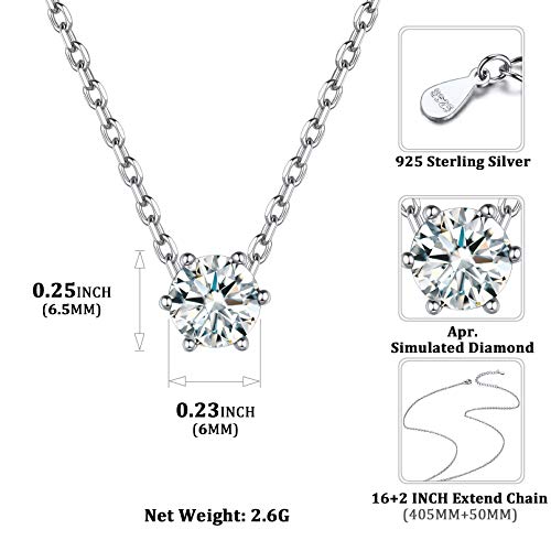 Chicsilver Round Cut Birthstone Necklace 925 Sterling Silver April Birthstone Small Cubic Zirconia White Diamond Pendant Necklace For Women Teen #TOP3