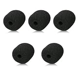 kwmobile Set de 5x filtro de espuma para micrófono - Protector antipop 3x3.3x0.8 CM - Pantallas antiviento en negro