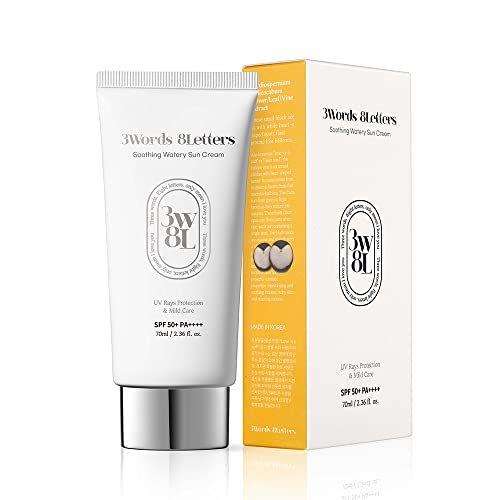 Soothing Watery Sunscreen Spf50+Pa++++ 2.36 Fl. Oz [For All Skin Types] | Non-Greasy Vegan Sunscreen | Dewy & Lightweight Facial Lotion | Reef-Safe Care | Korean Skin Care | K-Beauty | 3Words 8Letters #TOP11