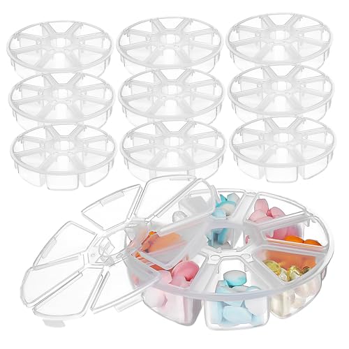 IMIKEYA 10 piezas Caja de Plástico con Compartimentos Organizador de Escritorio Redondo con Compartimentos Almacenamiento Compacto para Cosméticos y Accesorios Diseño Blanco para Oficina