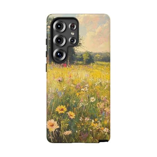 Coque Samsung S25 Ultra jaune peinture paysage de fleurs sauvages