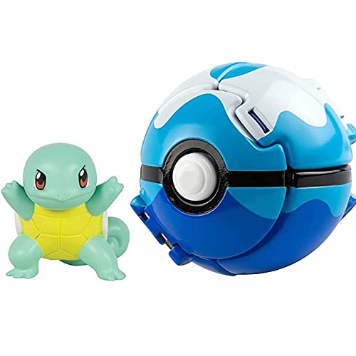 J&O Pokeballs & Action Figures, Throw Poké and N Pop Poké Ball with Action Figures for Children (Squirtle and Dive Poké Balll) - Blue