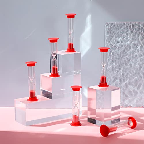 Geelin 24 Pcs 1 Minute Sand Timer Bulk Red Hourglass Kids Timer Sandglass Clock for Adult Kids Games Toothbrush One Minute Sand Clock Acrylic Covered Hourglass for Classroom School Home Kitchen Office - Thumbnail 5