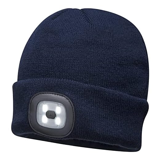 Unisex LED-mössa | Mössa för män med USB-laddningsbar 4 LED-pannlampa|löparhatt varm stickad natt LED-hatt ficklampa | mössa med ljusa gåvor för kvinnor och män i flera färger., marinblå, L