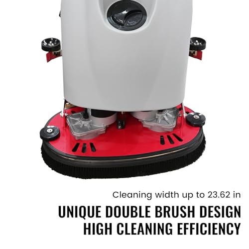 Close-up of commercial auto scrubber dual brushes