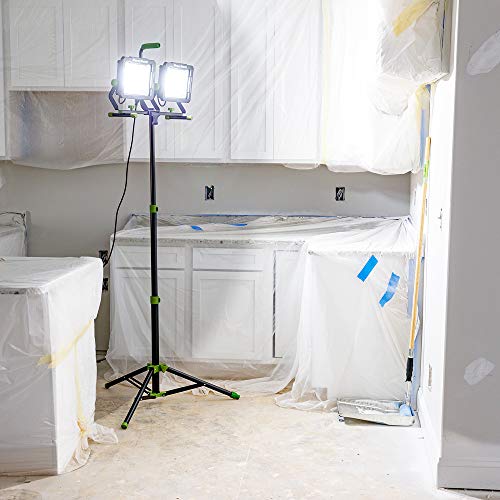 Powersmith 20,000 Lumen Dual-Head Led Work Lights With Stand, Adjustable Metal Flip-Lock Tripod, 9Ft Grounded Power Cord, Impact Resistant Lens, Sealed Power Switches, And 2 Year Warranty #TOP4