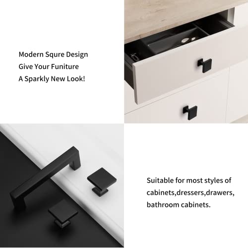 Homdiy 10 Pack Black Square Cabinet Knobs Matte Black Kitchen Knobs Zinc Alloy Drawer Knobs Metal Cabinet Hardware For Drawer Desk Stairs Bathroom #TOP3