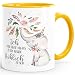 Produktbild MoonWorks Kaffee-Tasse Elefant Ich Habe Heute Nichts zu tun außer fröhlich zu Sein Spruch-Tasse Geschenk-Tasse Innenfarbe gelb Unisize