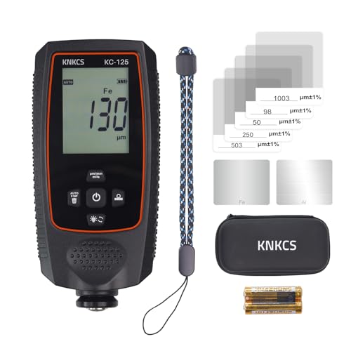 KNKCS Paint Thickness Gauge for Cars - Accurate Mil Thickness Gauge for Iron/Aluminum/zinc Car Body Filler Tester for Used Car Buyers & Auto Body Shops, with Rotating Screen & Continuous Measurement