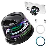 Cool RGB Lighting: ce haut-parleur Bluetooth magnétique dispose d'un éclairage RVB dynamique cool qui se synchronise avec la lecture audio, créant une atmosphère vibrante et visuellement attrayante pour améliorer l'expérience visuelle et améliorer votre expérience audio, parfait pour le divertissement nocturne. Vous pouvez utiliser l'anneau magnétique inclus pour coller le haut-parleur Bluetooth sans fil sur une surface plane qui n'a pas de magnétisme, comme un téléphone sans magnétisme ou une coque de téléphone, une porte de salle de bain