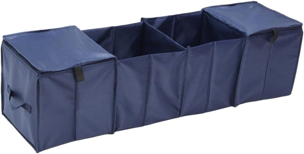 Navy Blue Auto Trunk Storage Box 4 Grid Bin Car Storage Foldable Storage Box Trunk Foldable Box