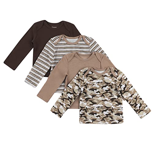 Image of Hanes Baby and Toddler Long Sleeve Flexy Soft Knit Expandable Shoulder Pullover Undershirt (4 Pack)