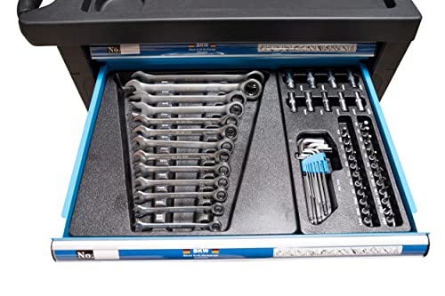 Bison Kraft Werkzeuge Werkzeugwagen Werkstattwagen blau abschließbar - gefüllt mit Werkzeug 154 teilig, 6 Schubladen – Bild 7