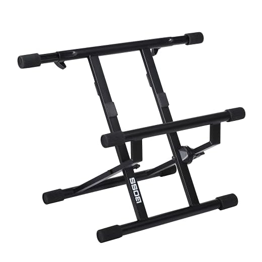 BOSS Soporte de amplificador con inclinación ajustable BAS-1 con brazos telescópicos para amplificadores combo de guitarra con trasera abierta o cerrada.
