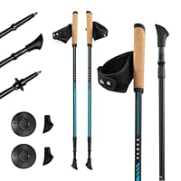 KADVA Nordic Walking Stöcke Luna Blau, verstellbare Größe 69-135 cm Drehverschlusssystem für sicheren und einfachen Längenwechsel Griff aus strapazierfähigem PP und Kork
