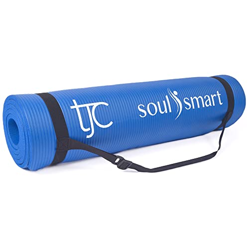 New! TJC Non-Slip NBR Yoga Mat - 10MM Thickness, Eco-Friendly & Portable with Carrying Strap, Perfect for Yoga, Pilates & Fitness - 188x61cm