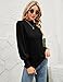 Qirno Womens Mock Neck Long Sleeve Fall Blouse Casual Bishop Sleeve Solid Basic T Shirt Loose Pullovers Tunic Tops Black Large