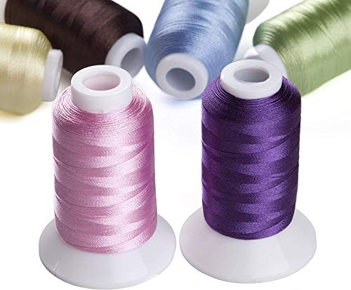 Simthread 63 Colors Polyester Machine Embroidery Thread 1000M(1100Y) Big Spool for Brother Babylock Husqvarna Janome Singer Pfaff Bernina Serger Embroidery and Sewing Machines