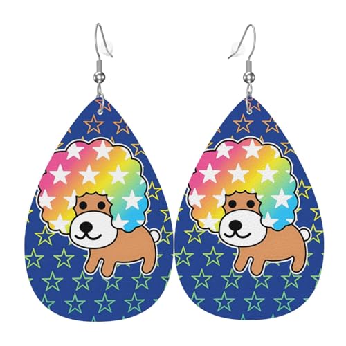 アフロ犬 イヤリング レディース 揺れるピアス 水滴のピアス レザーイヤリング アクセサリー 人気 個性的 軽量 ファッション小物 日常使い 誕生日 母の日 高校生 彼女 結婚記念日 プレゼント