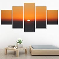 SIGNWIN 5 Panel Canvas Wall Art Skyline Sunset for Home Decorations Ready to Hang - 60