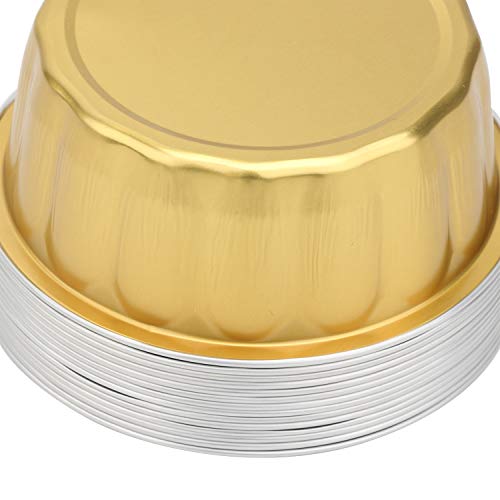 Aluminum Ramekins, Beasea 8 Oz 100 Pack Disposable Ramekins Foil Cups Baking Utility 3.9" Ramekin Cup Muffin Cupcake Aluminum Baking Cup Mini Pudding Souffle Cups For Party Wedding Birthday - Gold #TOP6