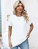 Rapbin Crew Neck Shirts for Women Short Sleeve Cute Pleated Summer Blouses Fashion Ladies Tops,White,XXL #4