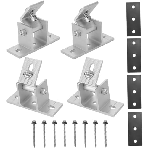 Image of 4 Pack Solar Panel Mounting Brackets Base, Adjustable RV Solar Panel Mount, Tilt Angle 10°-60° Flat Roof Solar Panel Mounting Brackets Kit for Solar Panels 50W-500W, Aluminum Alloy Stand