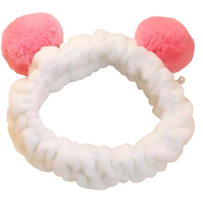 Women's Soft Fur Lightweight Texture Elastic Stretch Headband | Pink-image-3