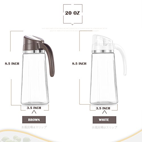 Marbrasse Oil Dispenser for Kitchen,20 OZ /600ml Leakproof Glass Oil Bottle with Auto Flip Cap,Olive Oil Container for Kitchen Cooking (White) - Image 3