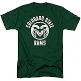 Colorado State University Official Large One Color Logo Short Sleeve Mens Cotton T-Shirt,Hunter Green, Large