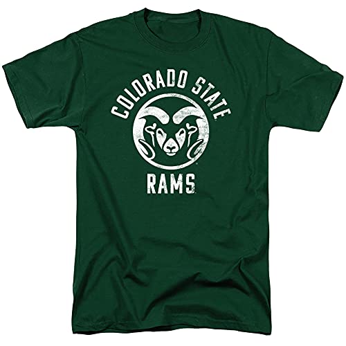 Colorado State University Official Large One Color Logo Short Sleeve Mens Cotton T-Shirt,Hunter Green, Small