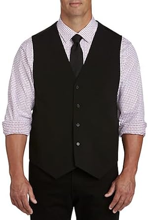 DXL Synrgy Big and Tall Solid Vest Sizes 1XL - 7XL, Black